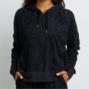 Rails Black Flocked Velvet Snake Skin Print Hoodie